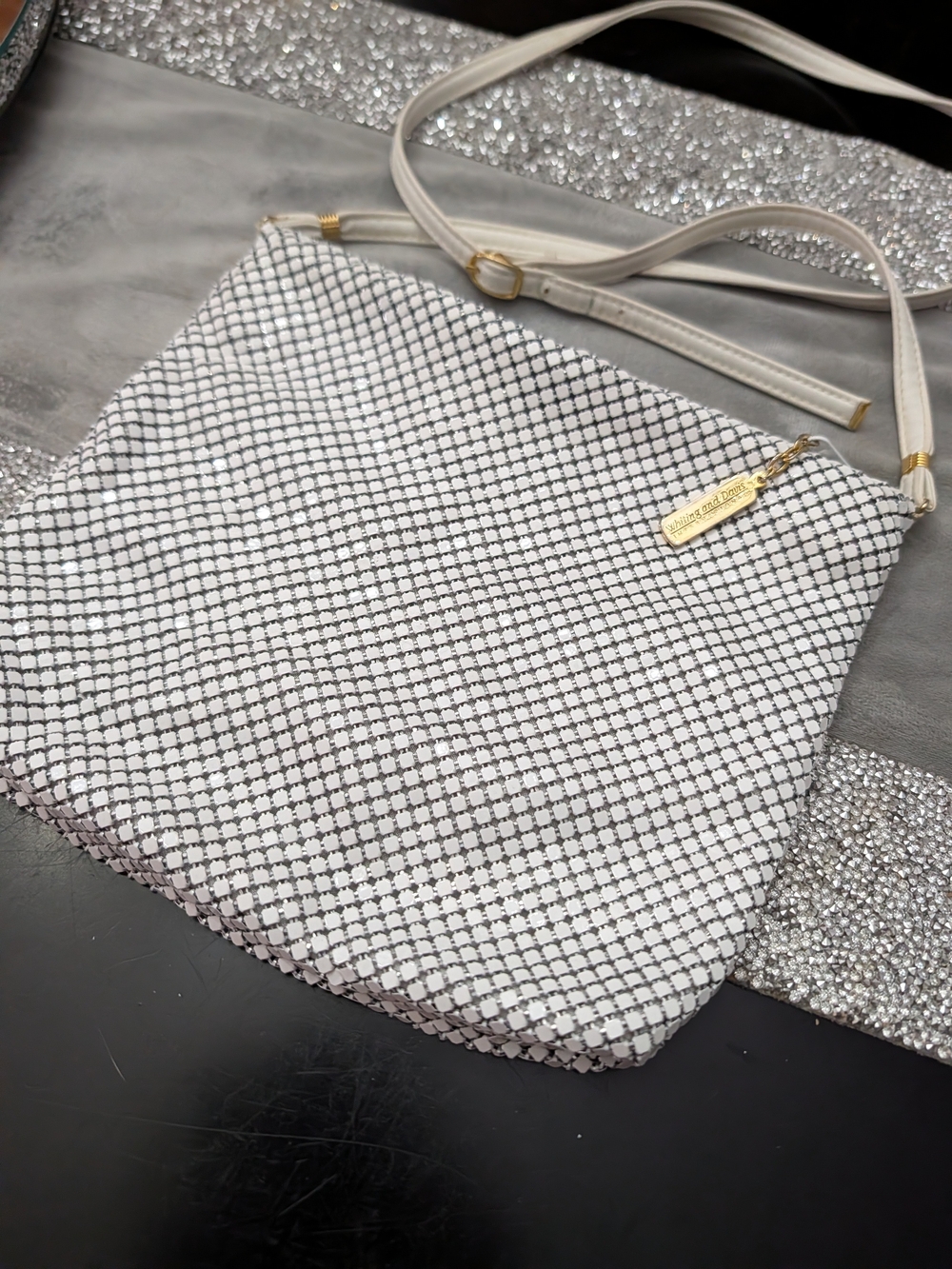 Whiting & Davis Mesh Shoulder Bag with Gold Accent - Designer